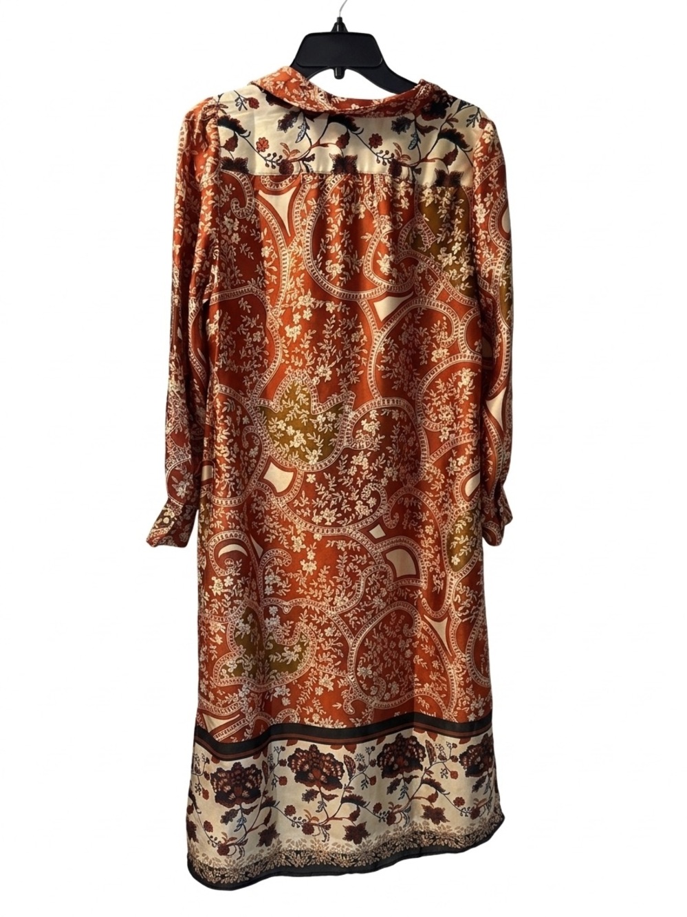 1. State Rust Paisley Maxi Dress with Cream Hem and Olive Accents - Picture 3 of 4